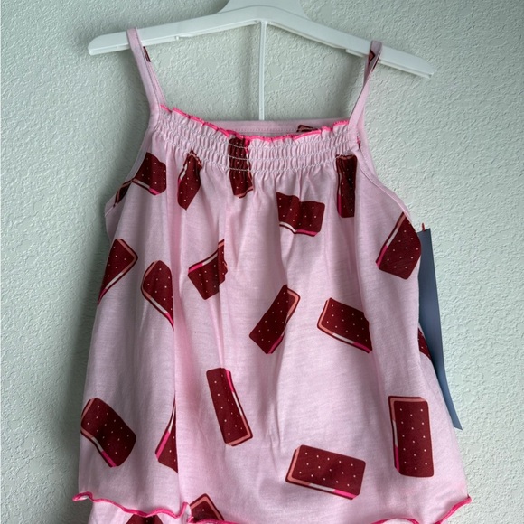 Cat & Jack Pink and Brown Icecream Sandwich Print pajama set size S 6/7-NWT - Picture 3 of 5